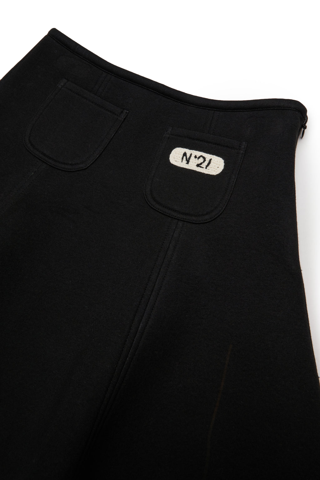 NEOPRENE SKIRT WITH SMALL CROCHET LOGO PATCH - BLACK