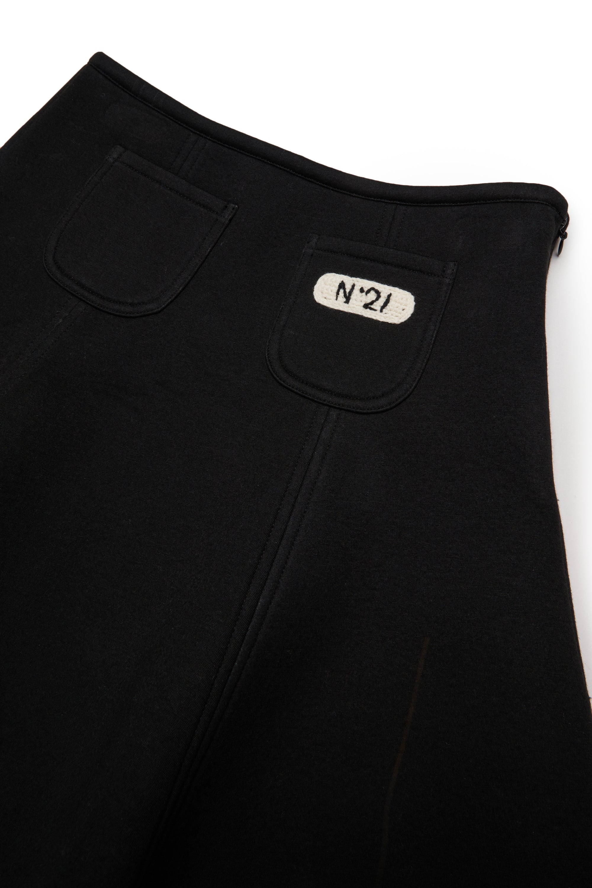 NEOPRENE SKIRT WITH SMALL CROCHET LOGO PATCH - BLACK