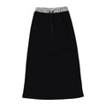 Elw121  black sweatshirt, maxi skirt with silver waistband and drawstring