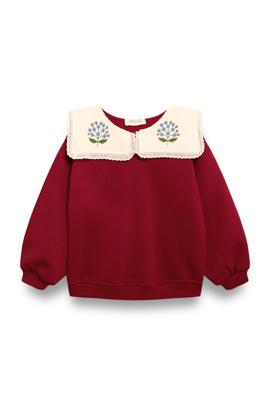 Cherry embroidered collar sweatshirt girl