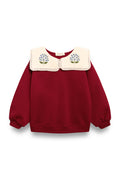 Cherry embroidered collar sweatshirt girl