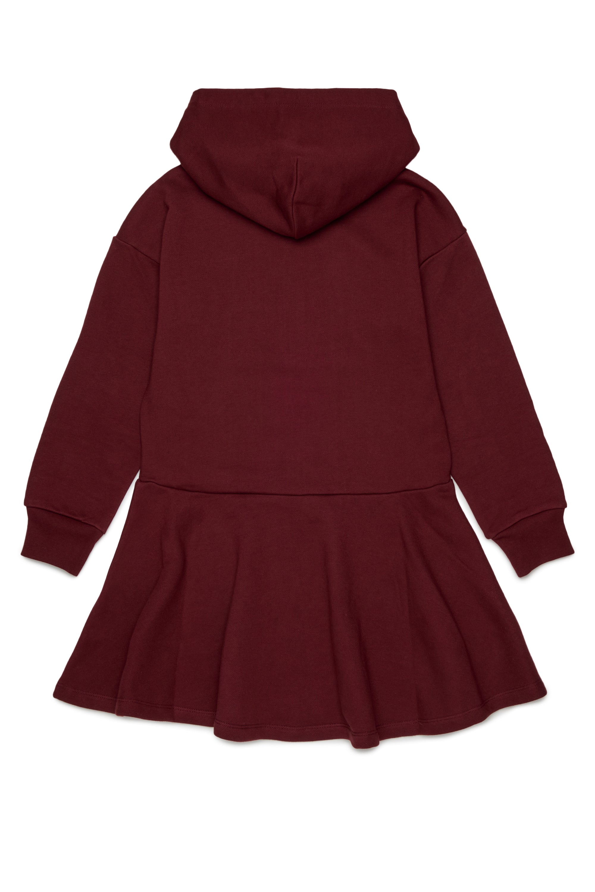 LS HOODED HALF ZIP SWEAT DRESS -  MAROON