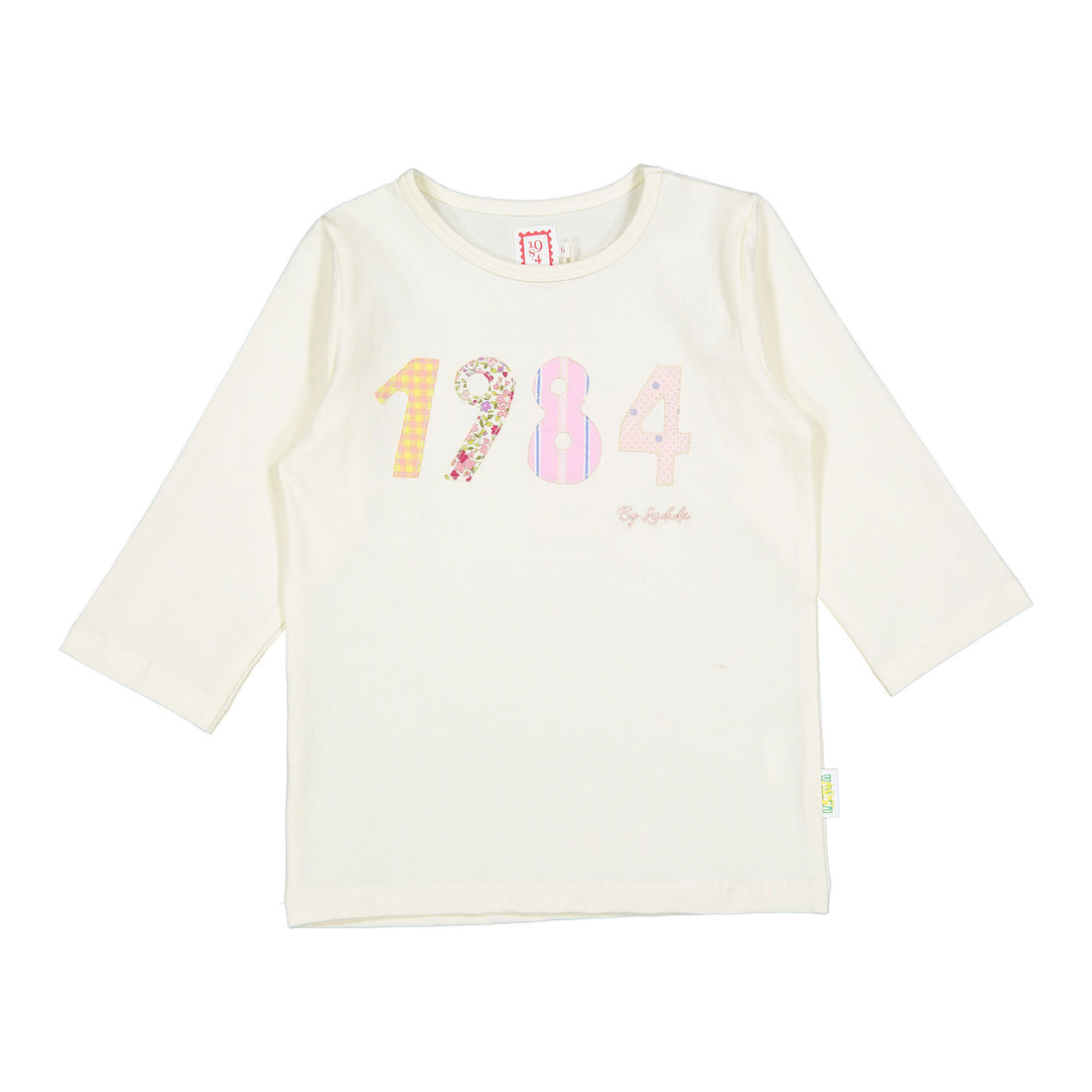 1984328 White Patchwork Pink 3/4 Sleeve Tee