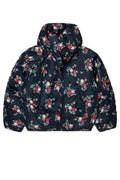 SHORT FLORAL PUFFER JACKET WITH ATTACHED SCARF - FLORAL BK
