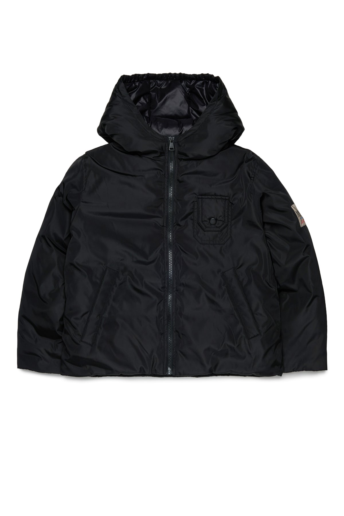 SHORT PUFFER JACKET WITH HOOD - BLACK - N. 21