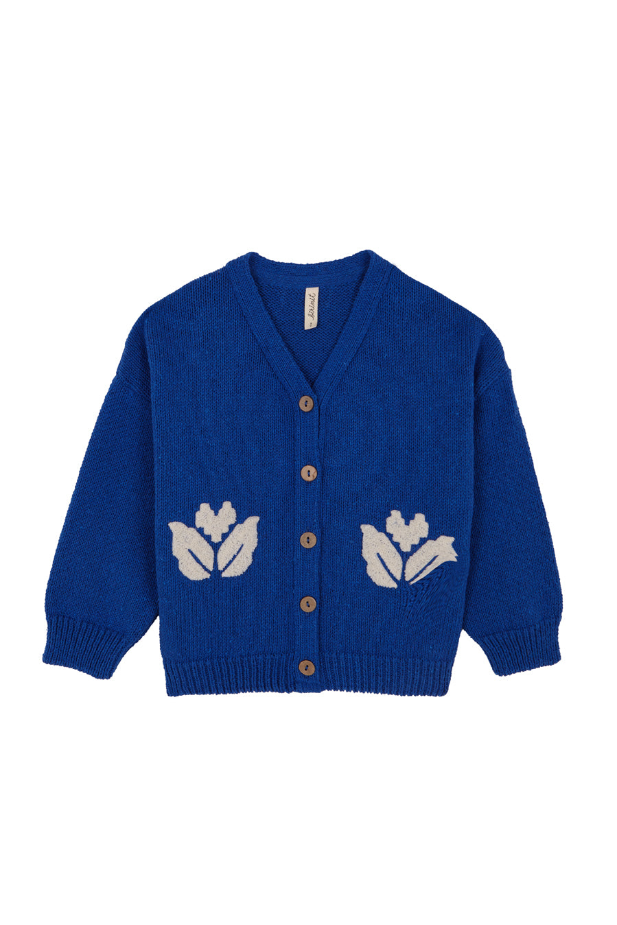 Cobalt Knit jacket with floral embroidery