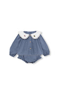 Indigo gingham blouse and bloomer set baby - Vichy Indigo