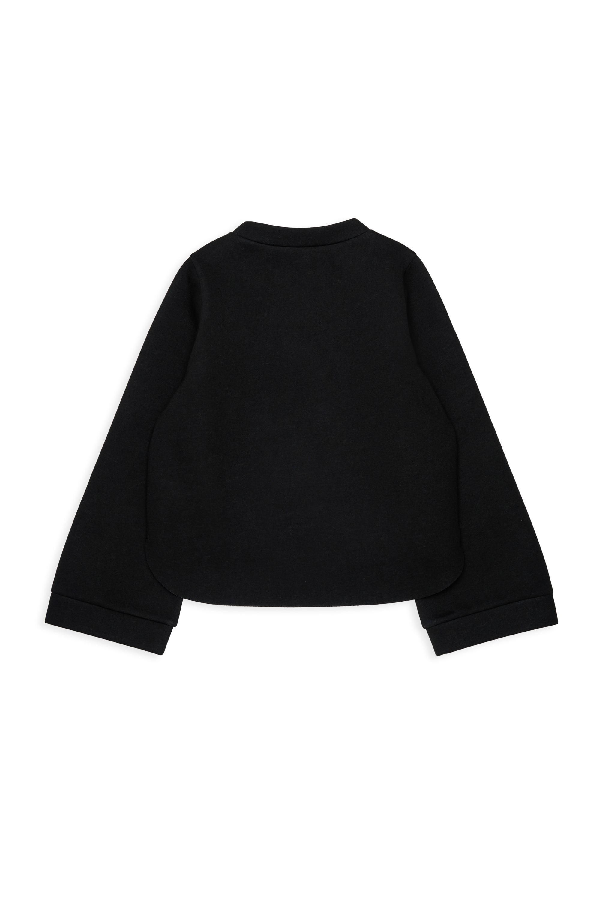 NEOPRENE HI LO SWEATSHIRT WITH BLUE STRIPE LININIG - BLACK