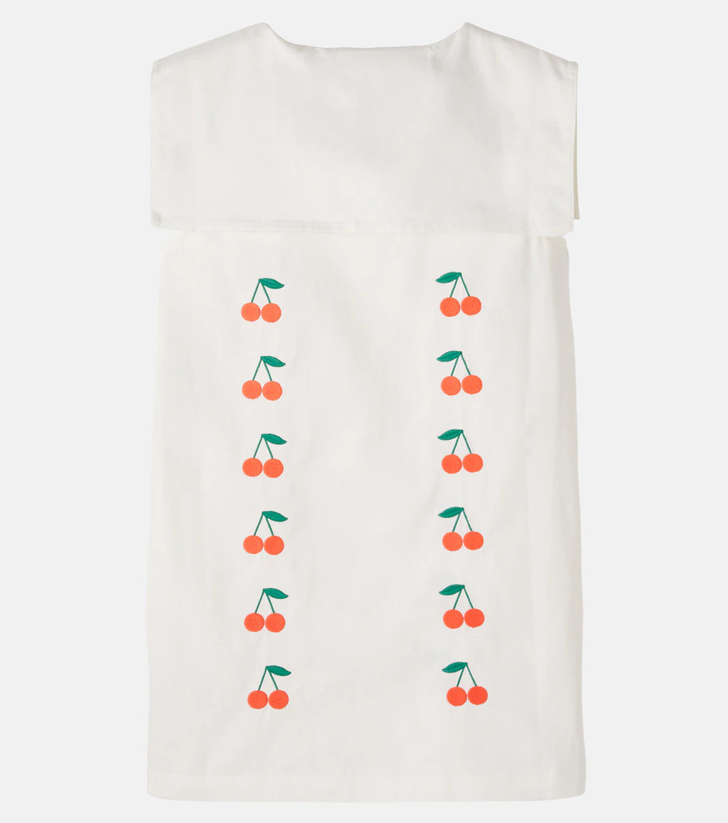 Mini Cherries Twill Dress Off White