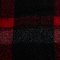 WOOL BLEND PLAID COAT WITH HOOD - BLACK/RED