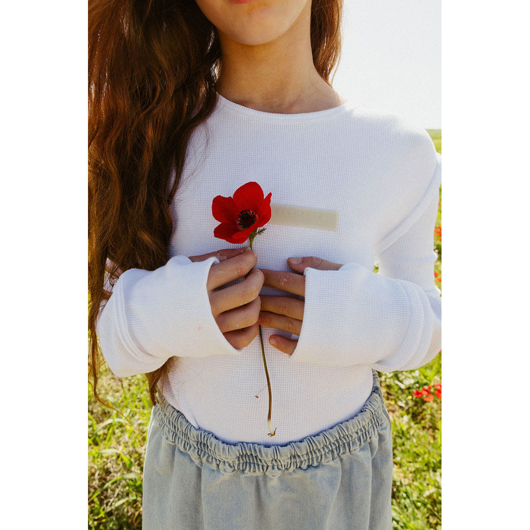ELS2608 White Seam Waffle Tee
