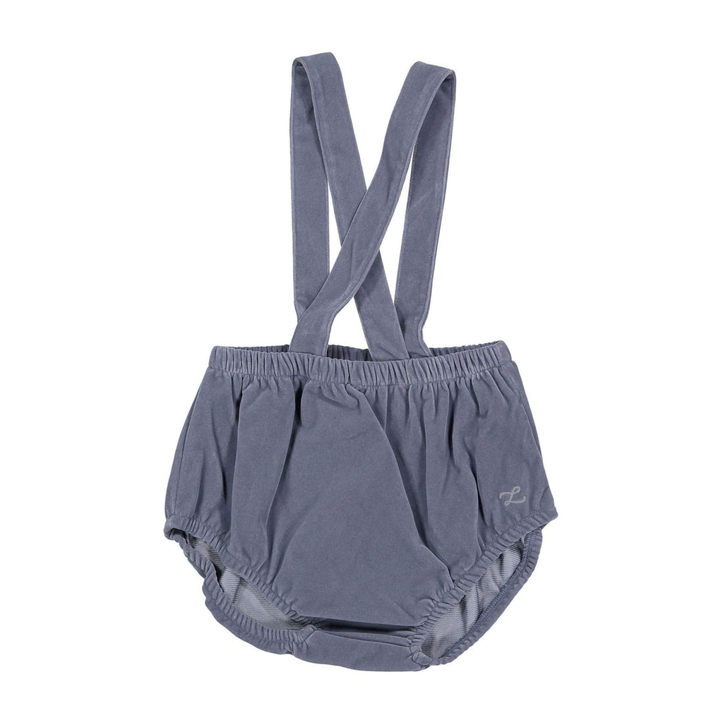 LBL66B Ladida Bloomers de terciopelo azul con tirantes