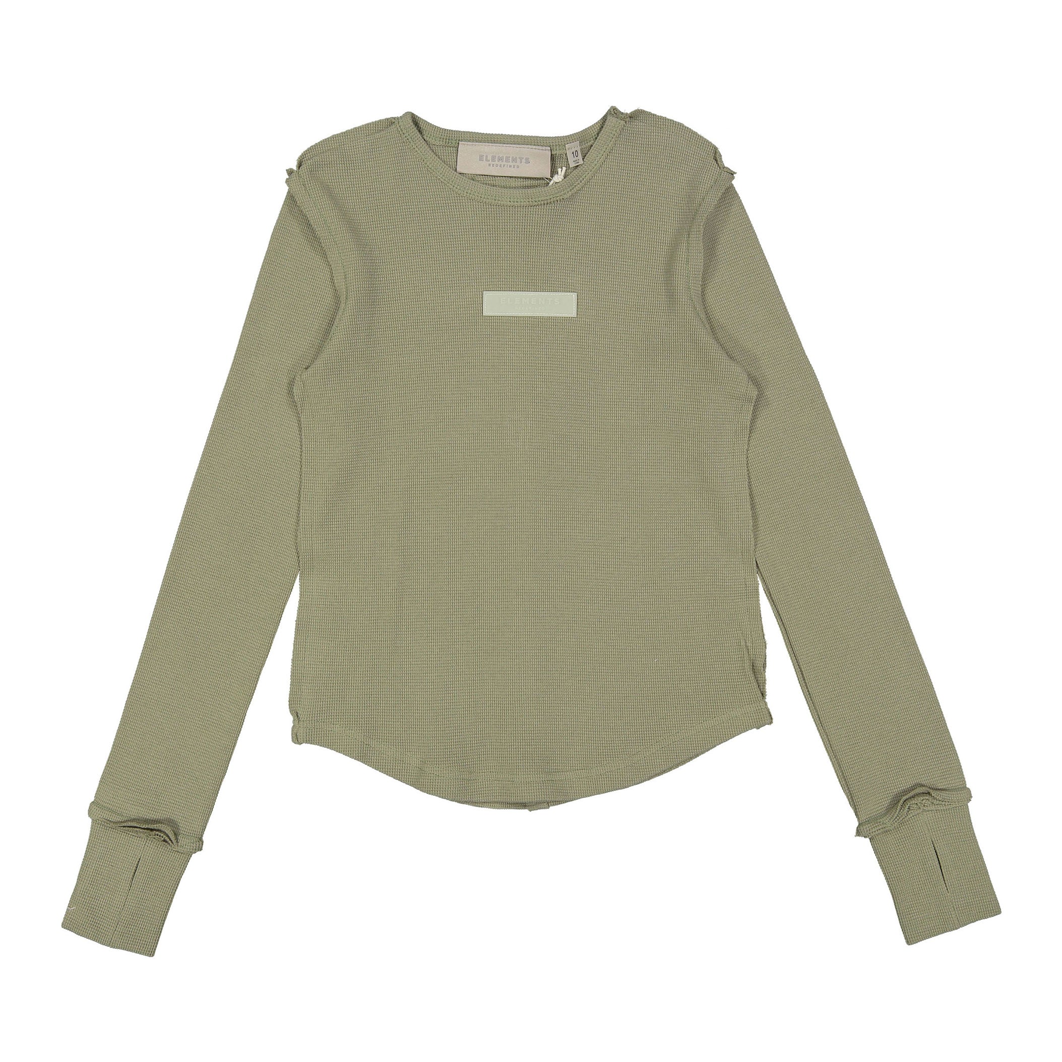 ELS2607 Khaki Grey Seam Waffle Tee