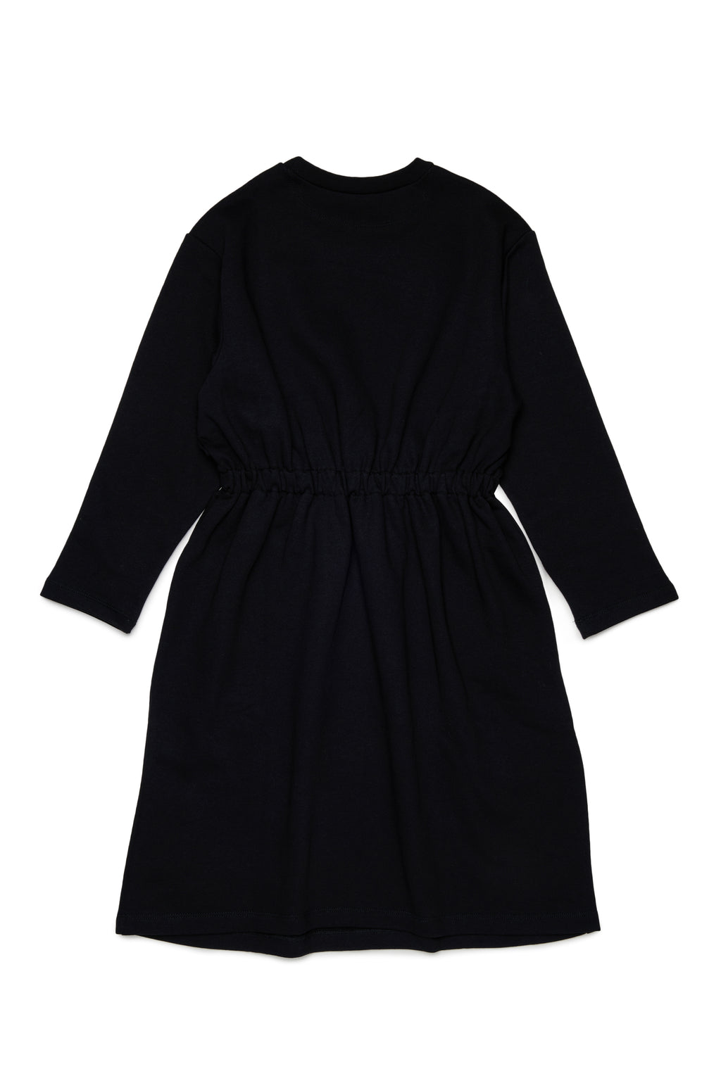 LS MIDI SWEAT DRESS WITH LOGO AROUND NECK - BLACK