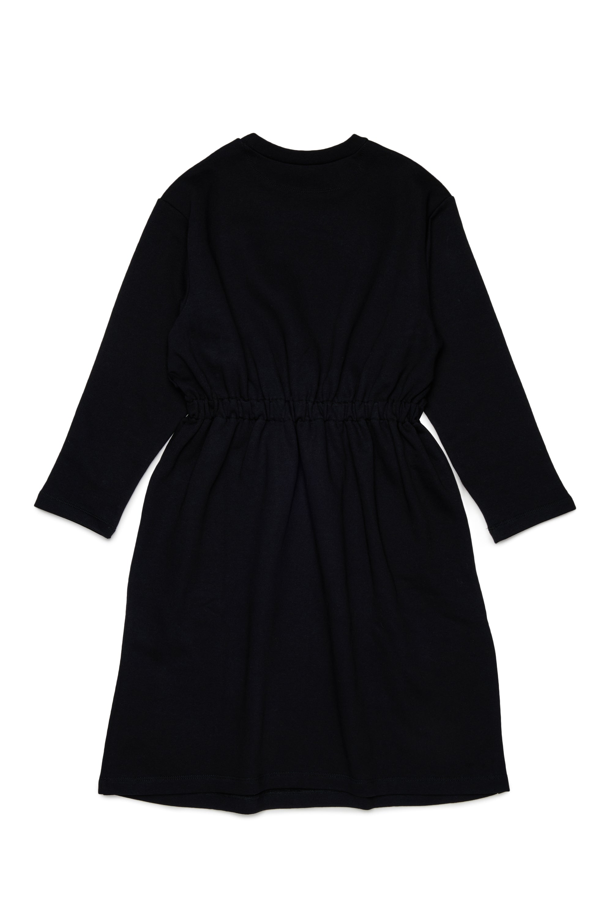 LS MIDI SWEAT DRESS WITH LOGO AROUND NECK - BLACK