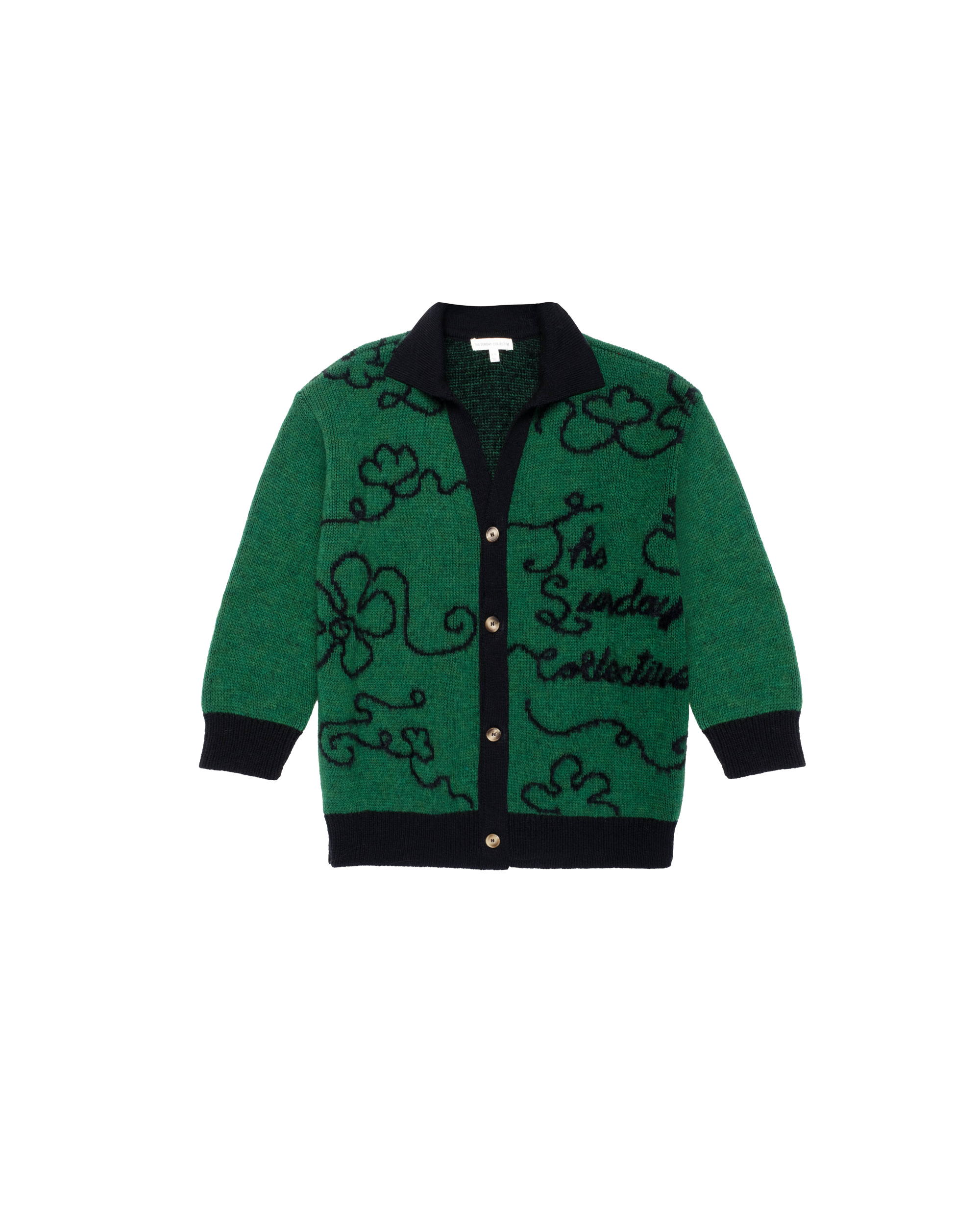 F25k7214 The Sunday Collective collared classroom cardigan with intarsia