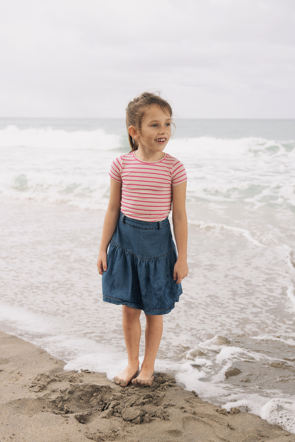 DENIM PLEATED SKIRT BLUE DENIM