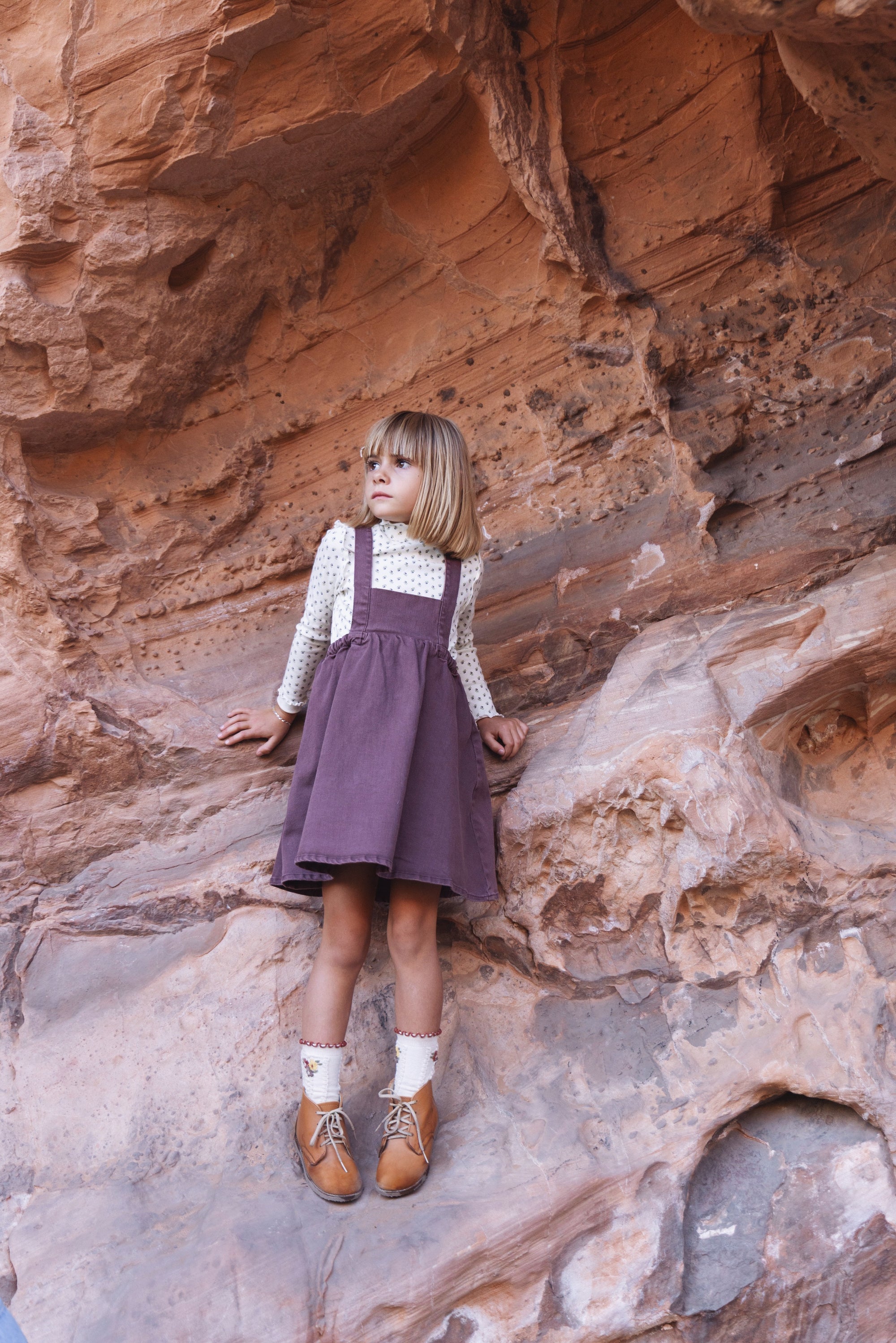 Kin Kin Tulip Print Scalloped Edge Mockneck