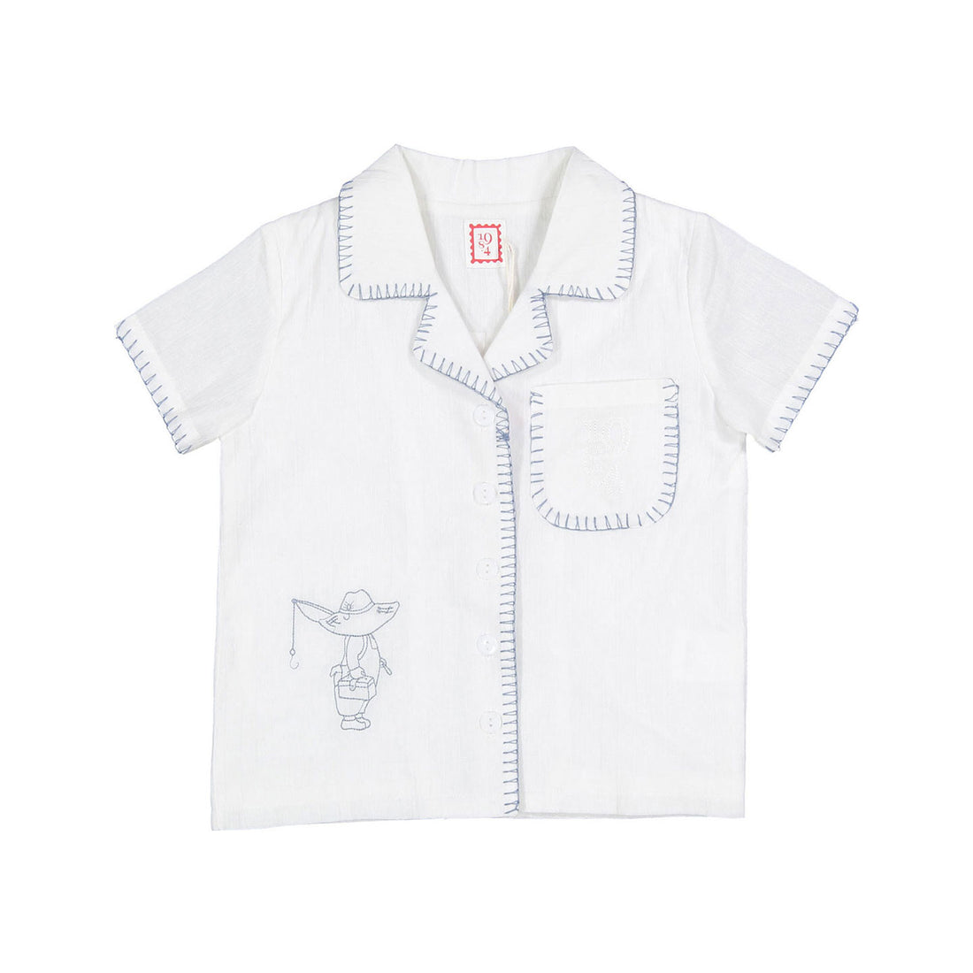 1984304 White Embroidered Grandpa Shirt
