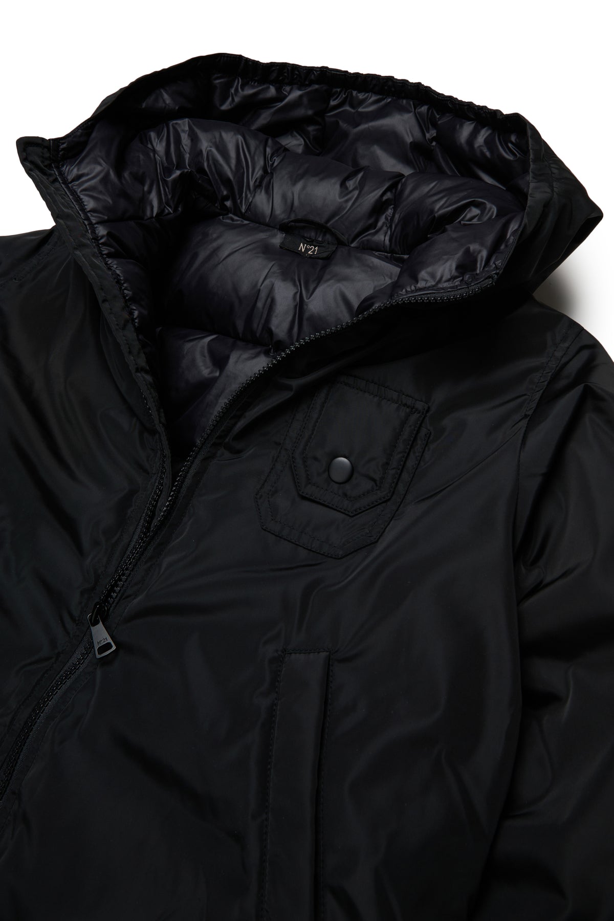 SHORT PUFFER JACKET WITH HOOD - BLACK - N. 21