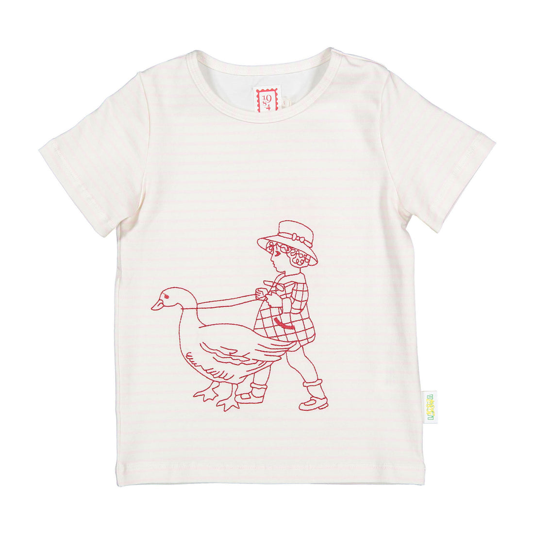 1984325 Pink Striped Embroidered Tee