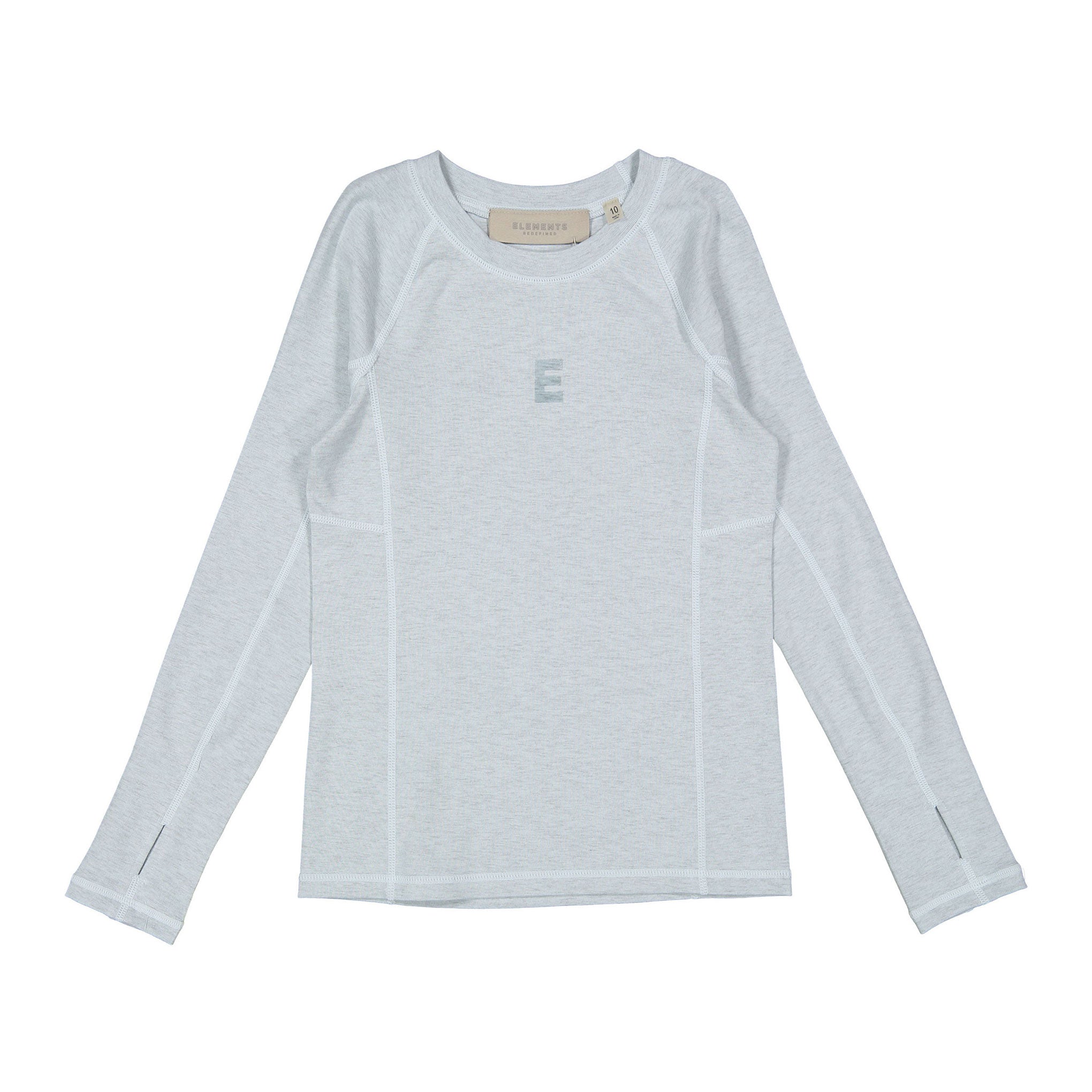 ELS2603 Light Blue Heather E Logo Stitch Tee
