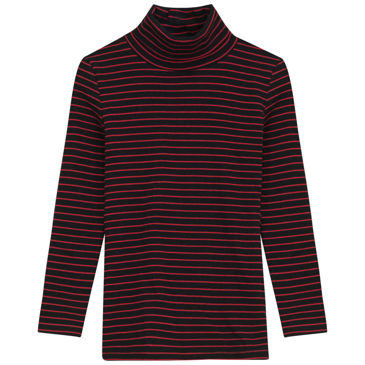 Kix K6419-BK Striped Turtle Neck Blackrd