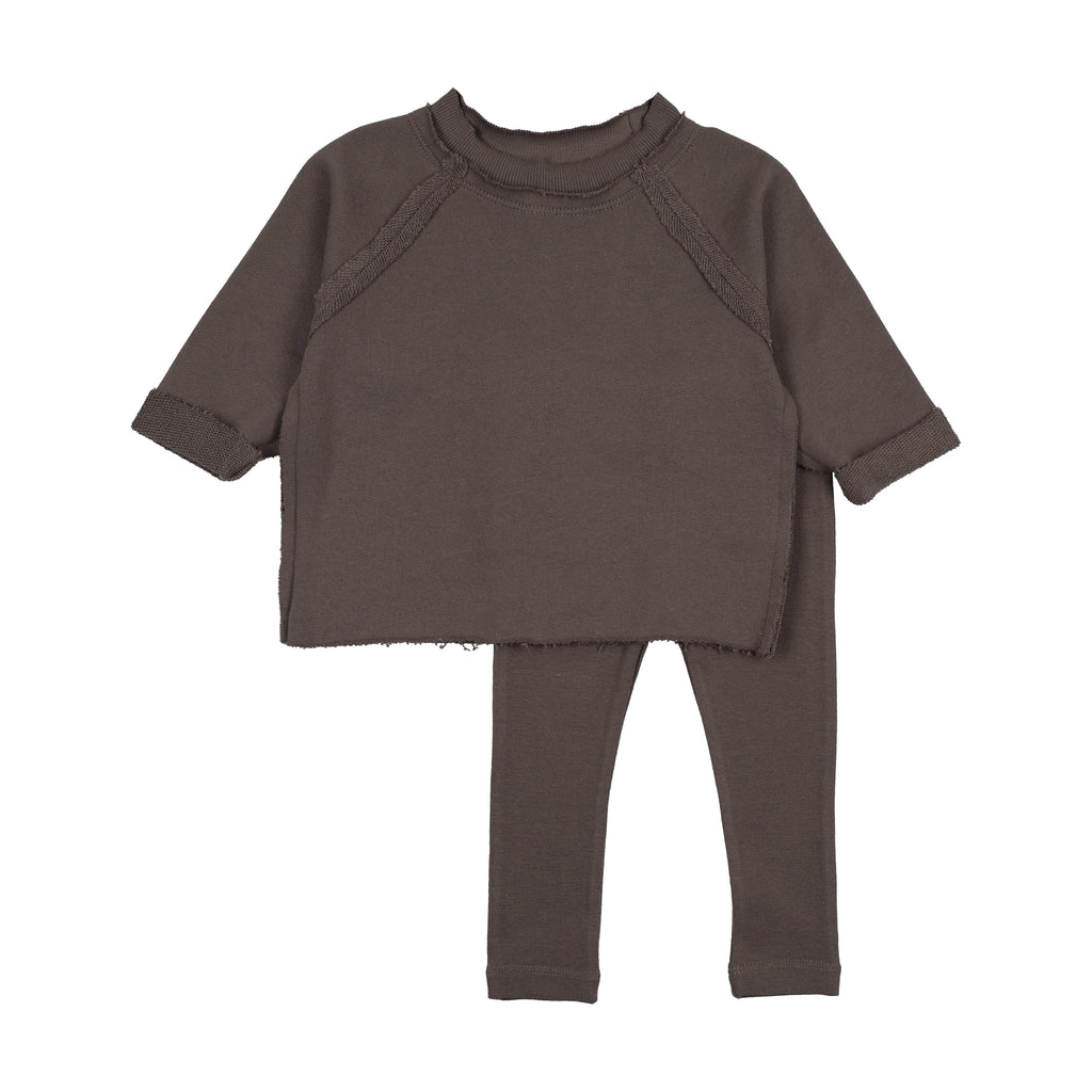 Kin Kin Raglan Sleeve Raw Edge Sweatshirt + Legging Set