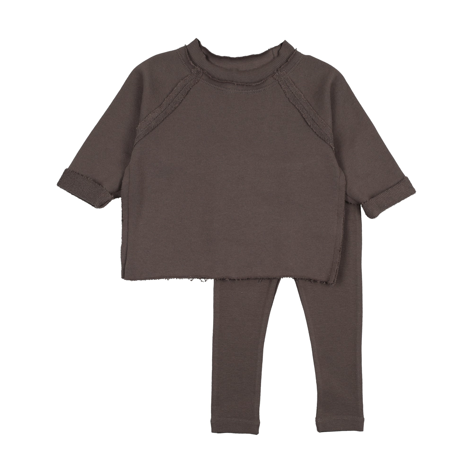 Kin Kin Raglan Sleeve Raw Edge Sweatshirt + Legging Set