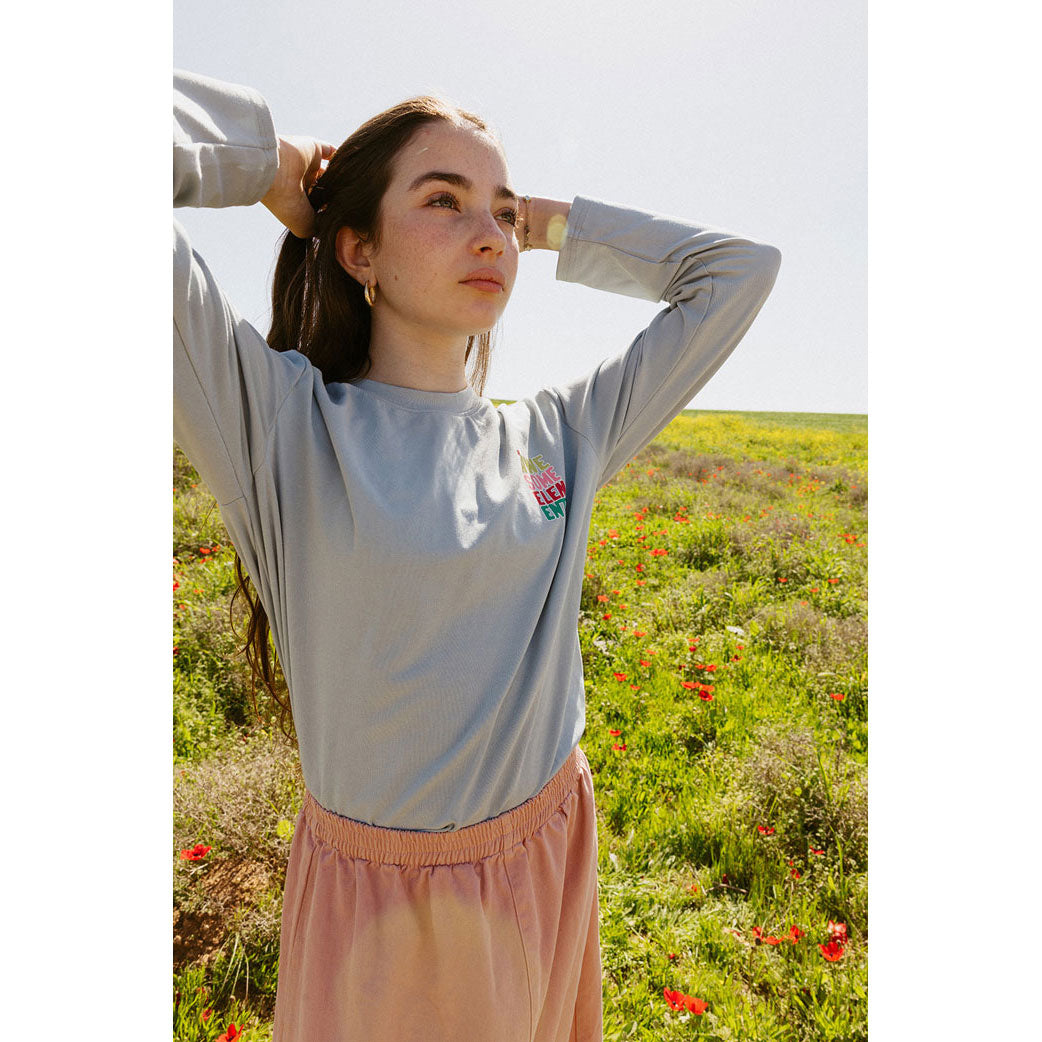 ELS2611 Navy Blue Puff Logo Boxy Tee