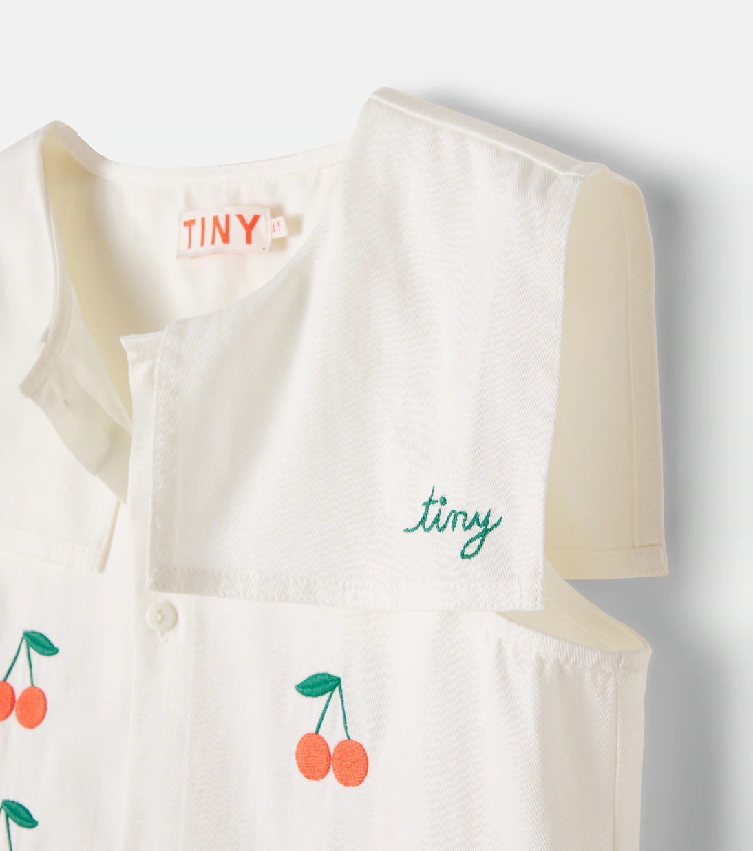 Mini Cherries Twill Dress Off White