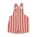 SHORT CUFFED OVERALLS Coral stripes