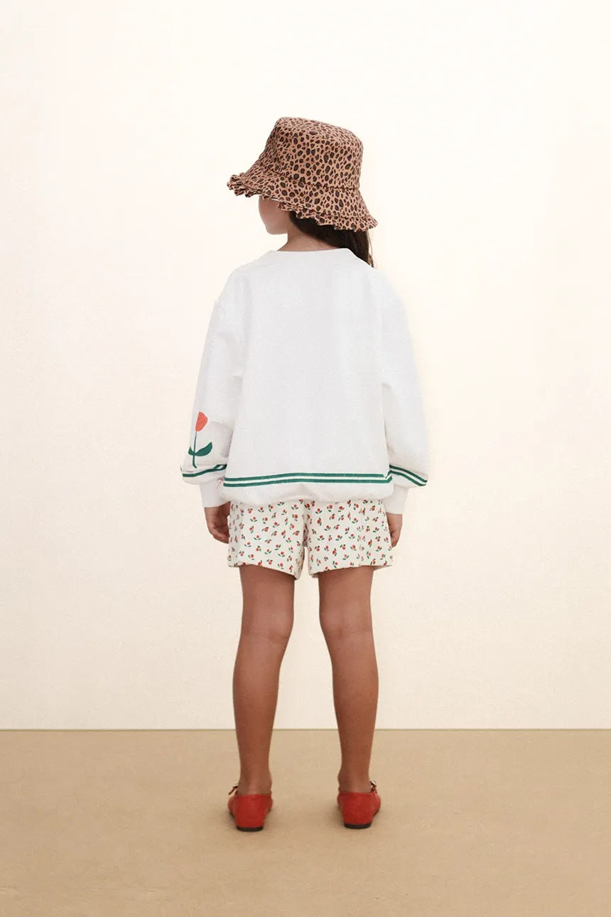 Red Roses Graphic Sweatshirt Off White