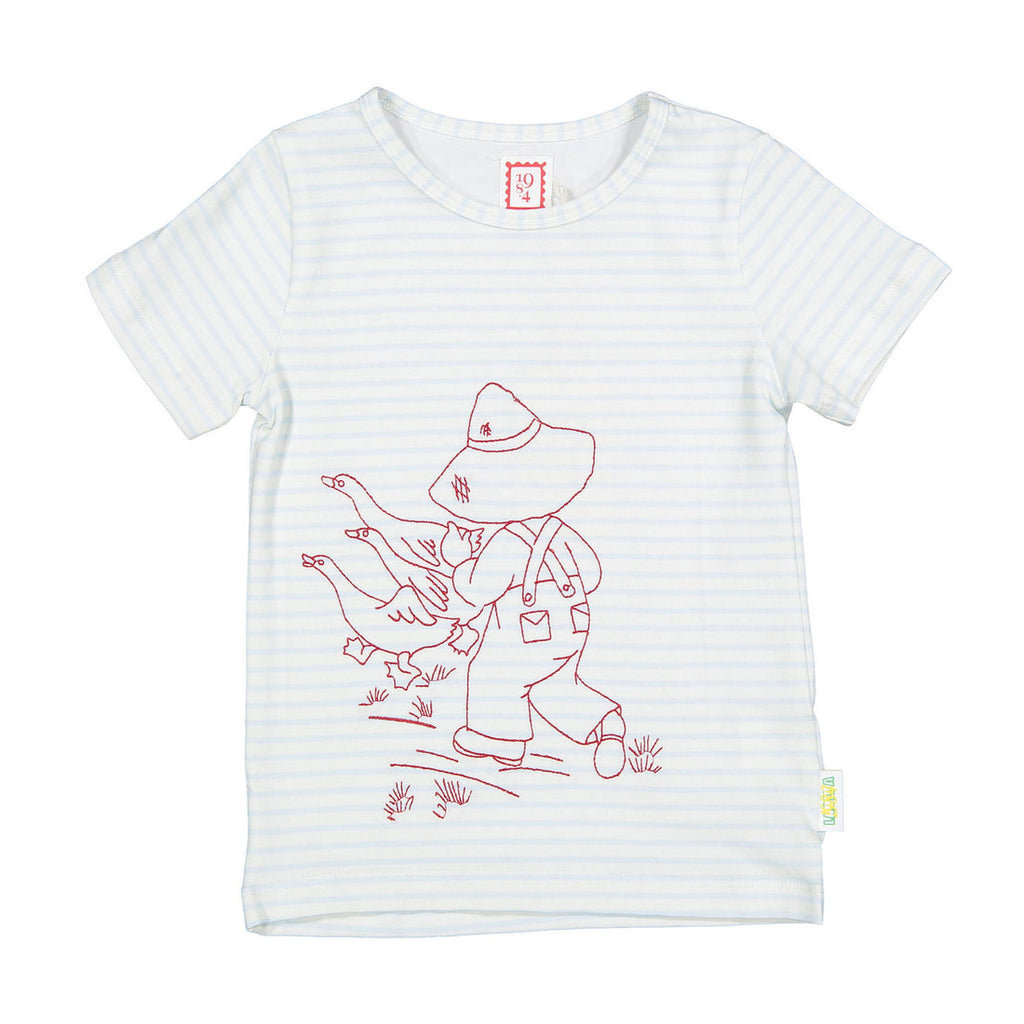 1984326 Blue Striped Embroidered Tee