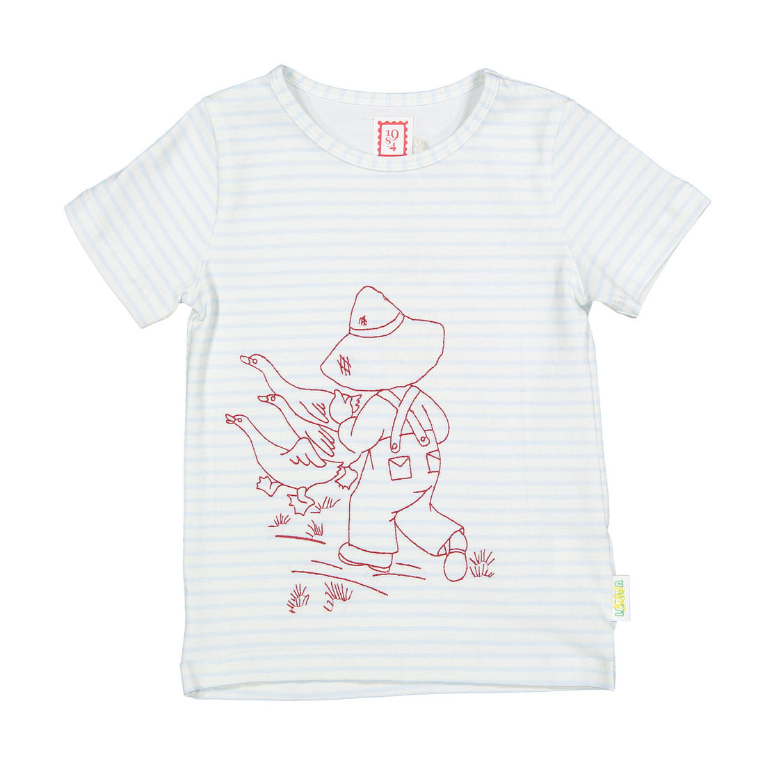 1984326 Blue Striped Embroidered Tee