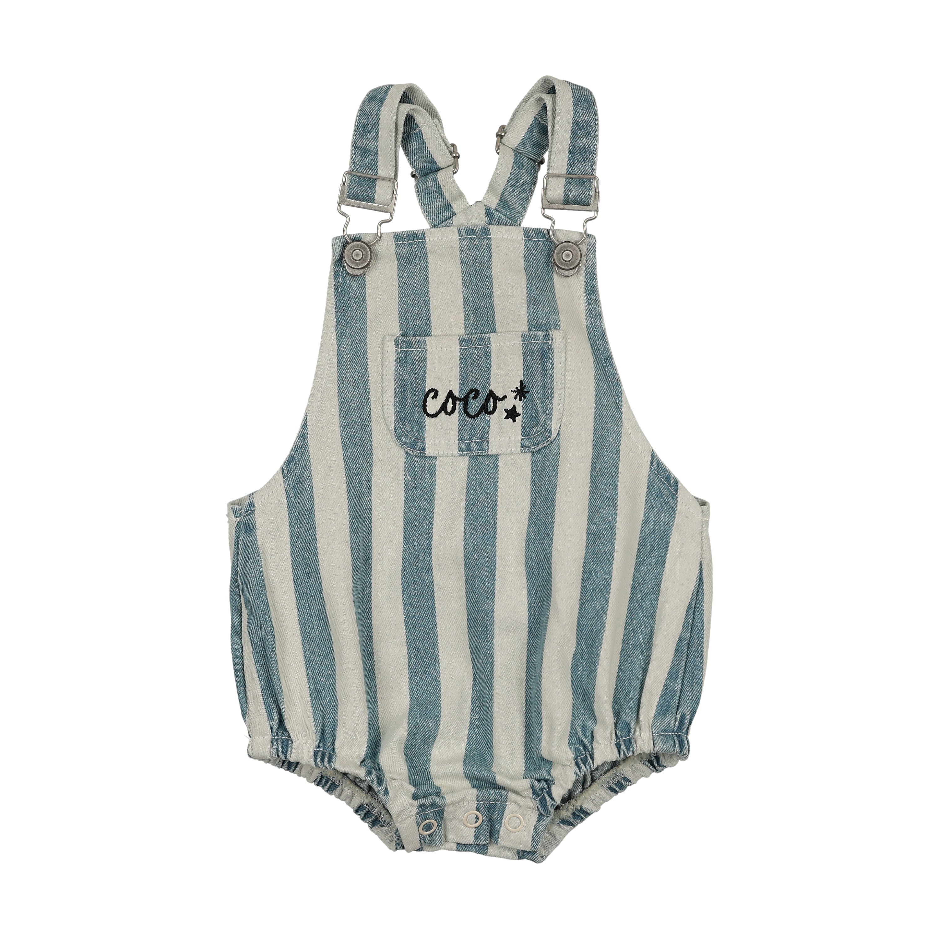 SHORT OVERALLS Light Blue Denim Stripes