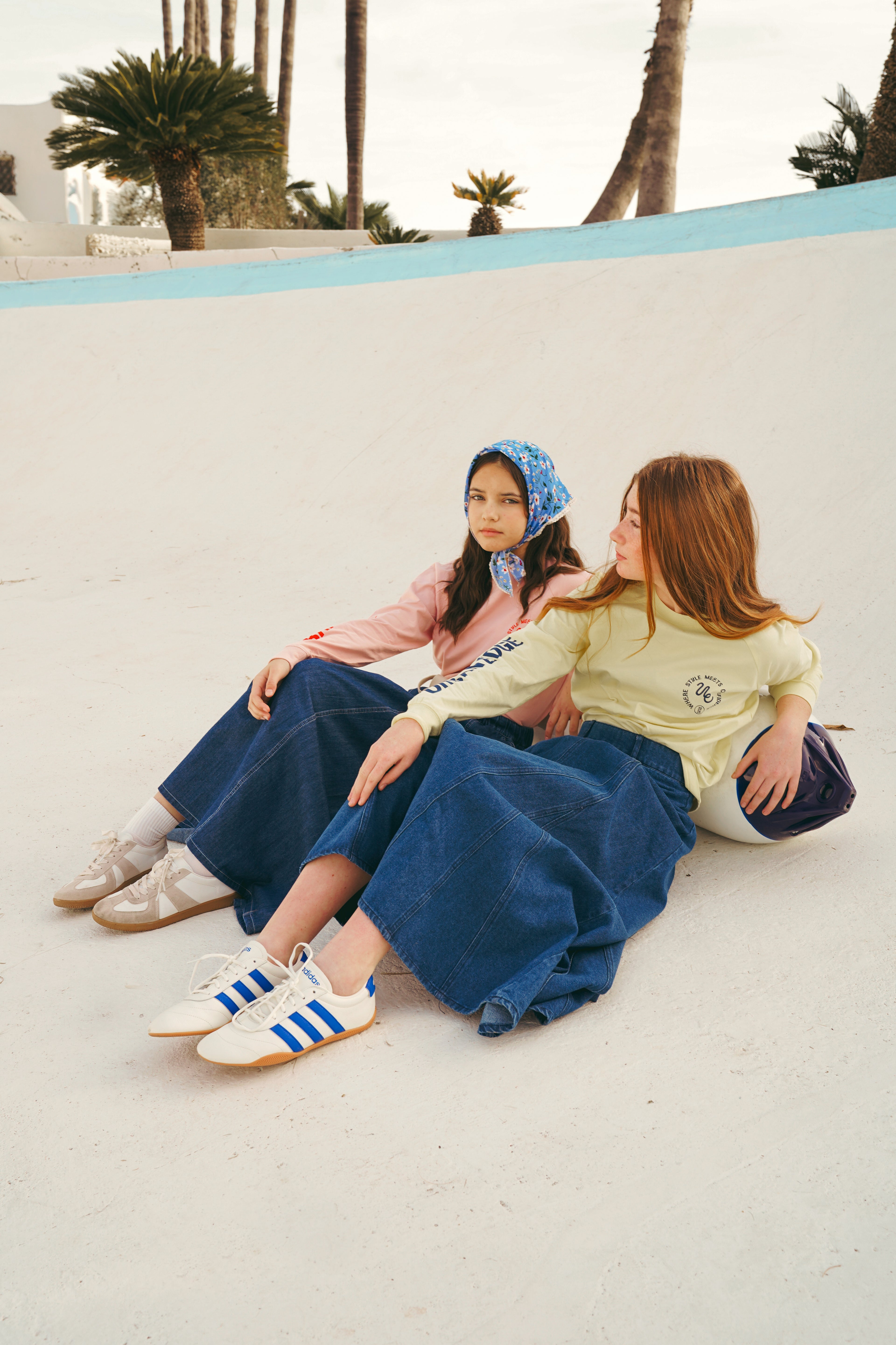 Navy Panneled Denim Skirt