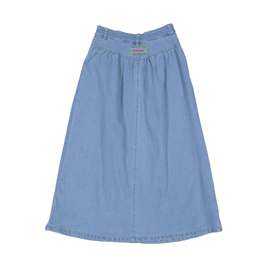 CH25129B Classic Clubhouse Light Denim Maxi Skirt