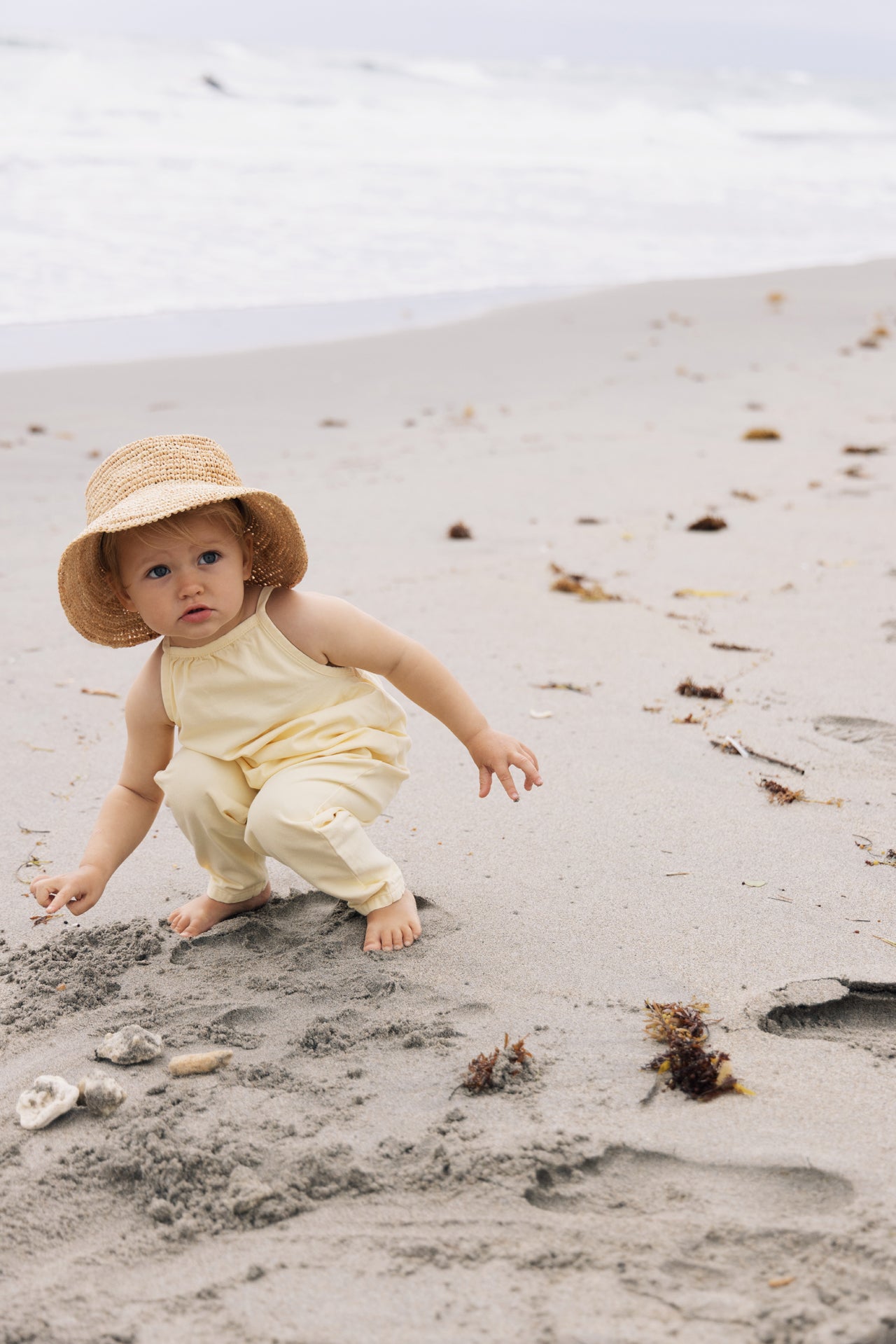 DENIM LONG ROMPER YELLOW DENIM