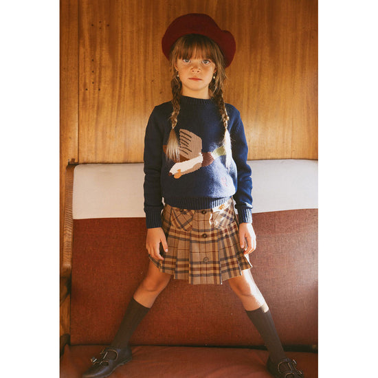 198401 1984 Navy Knit Sweater With Duck Embroidery