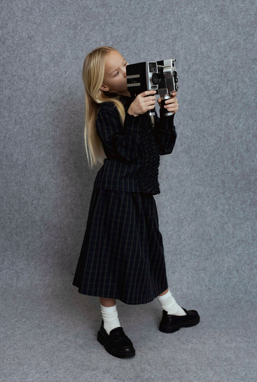 Unlabel RAVI Girls Green Checks Skirt