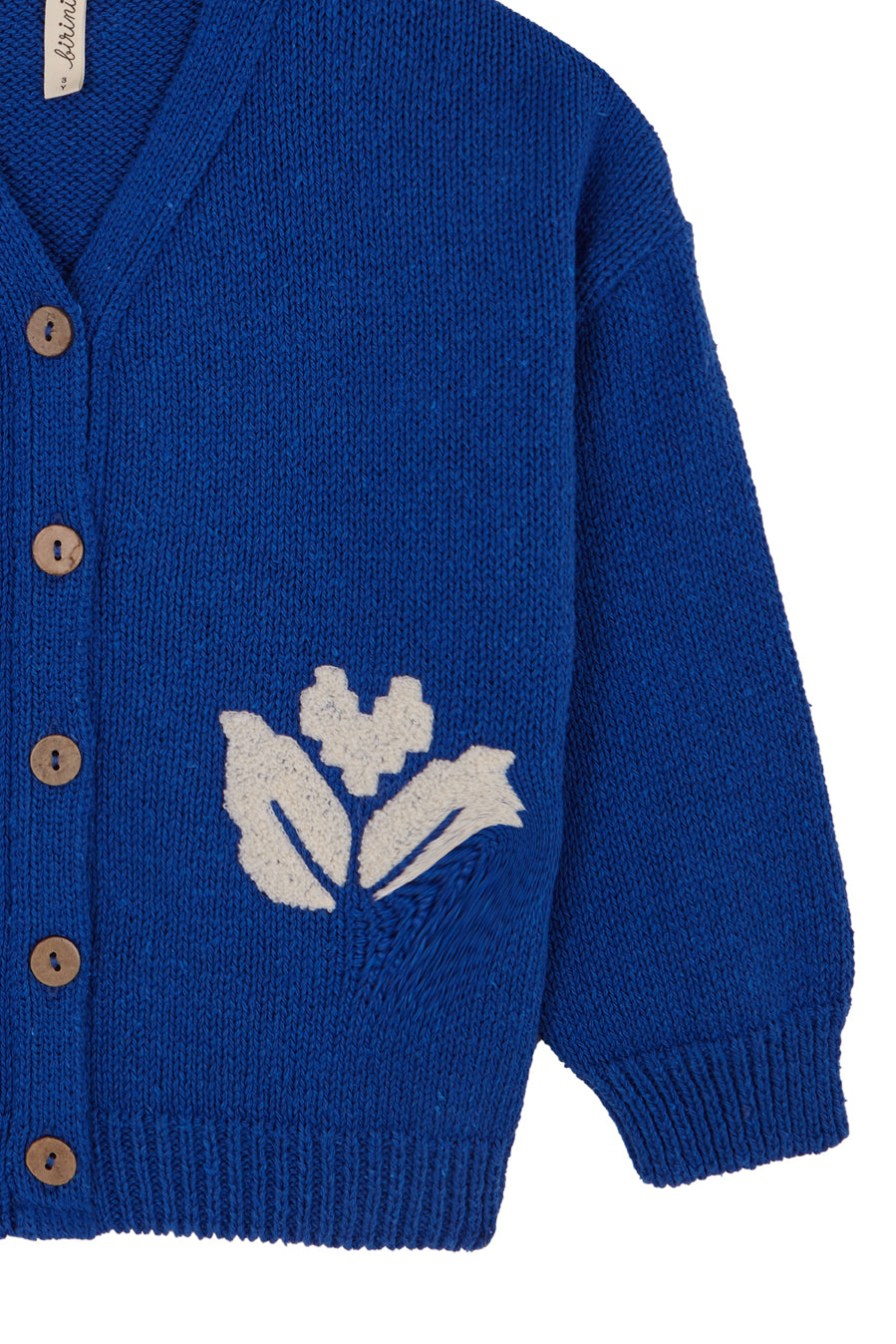 Cobalt Knit jacket with floral embroidery