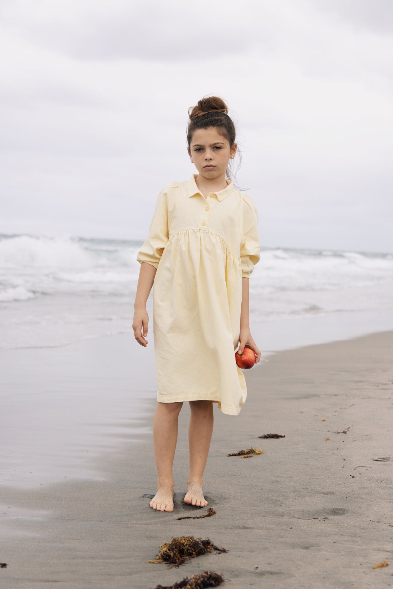 DENIM LONG SLEEVE SHIRT DRESS YELLOW DENIM