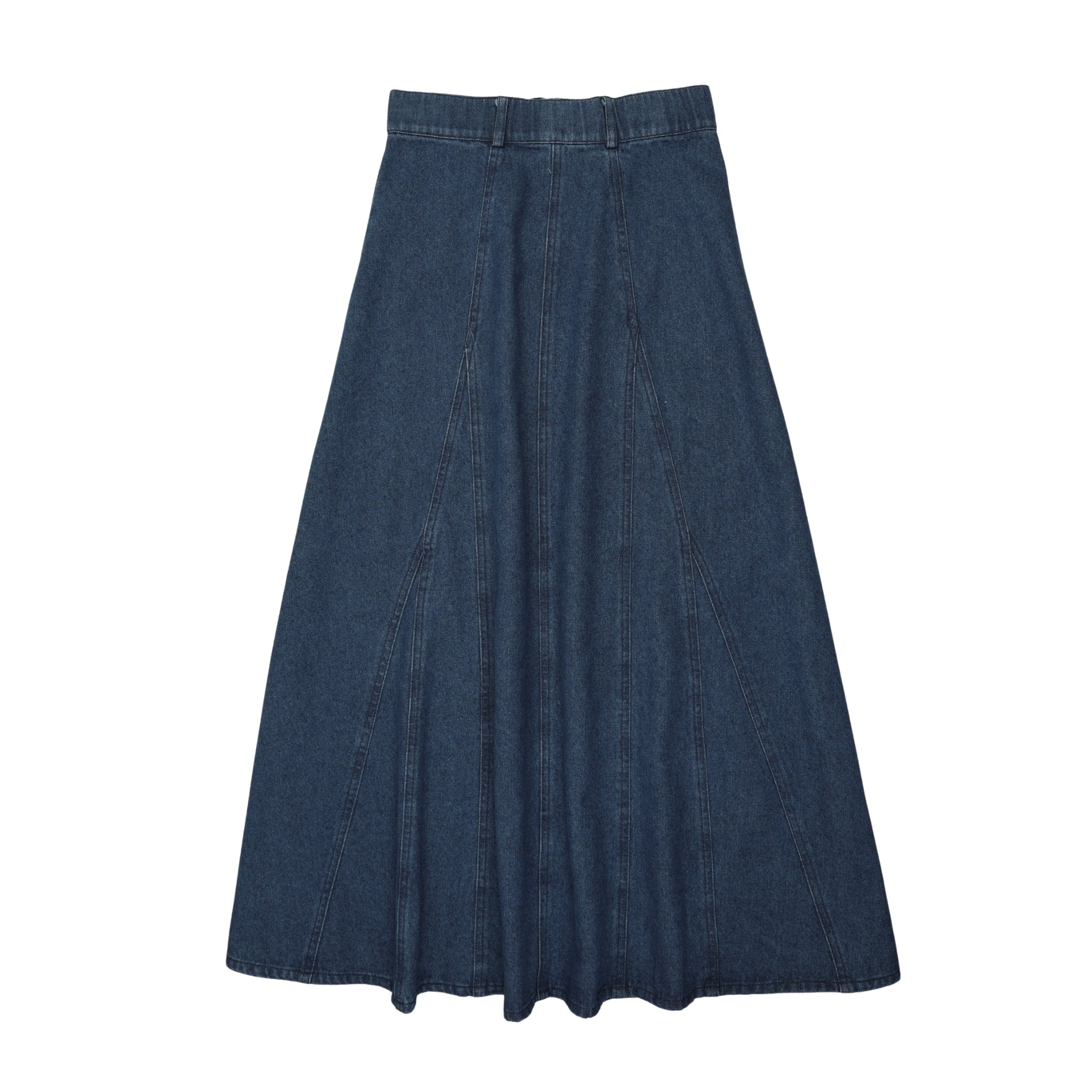 Navy Panneled Denim Skirt