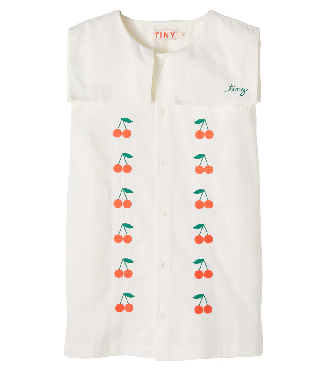 Mini Cherries Twill Dress Off White