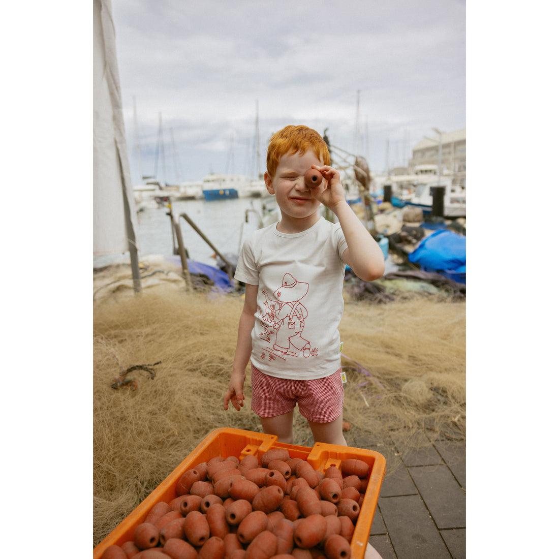 1984326 Blue Striped Embroidered Tee