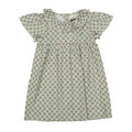 Green Geo Short Sleeve Flutter Dress