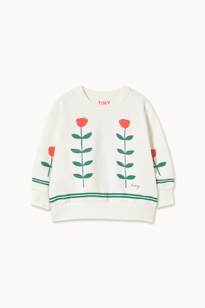 Red Roses Graphic Sweatshirt Off White