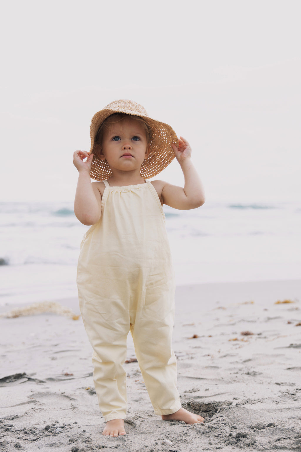 DENIM LONG ROMPER YELLOW DENIM