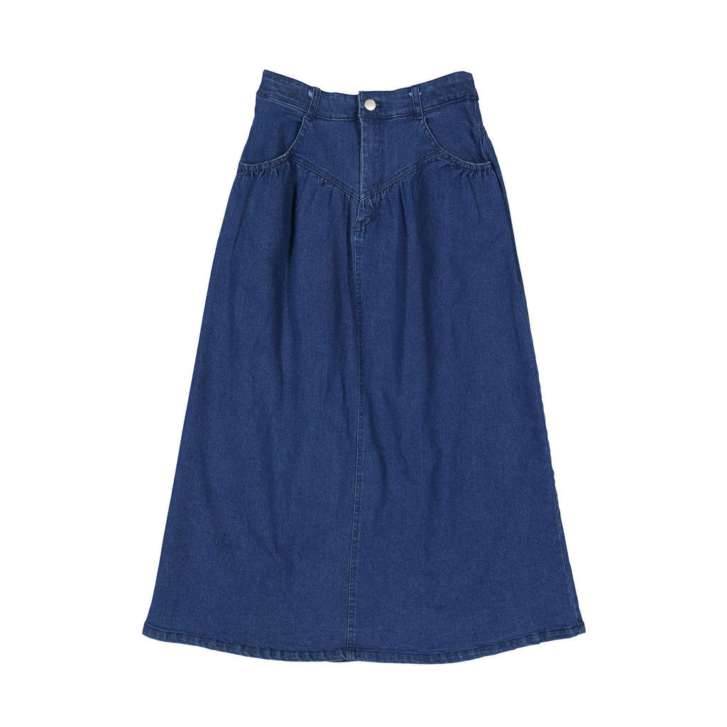 CH25129A Classic Clubhouse Denim Maxi Skirt